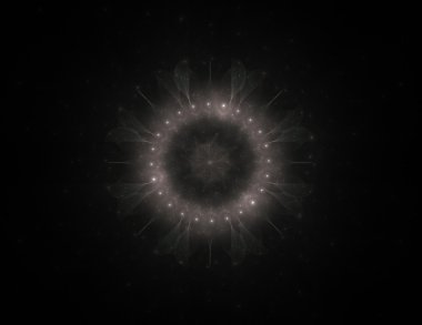 Temel parçacıklar serisi. Nükleer fizik ve grafik tasarımı konularında soyut fraktal formların etkileşimi.