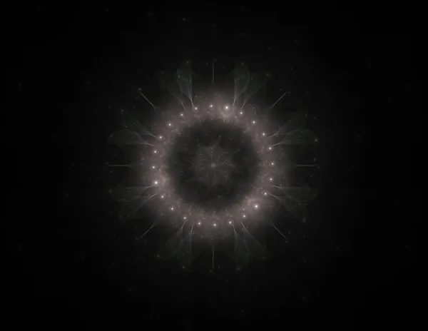 Ряд элементарных частиц. взаимодействие абстрактных фрактальных форм на тему ядерной физики и графического дизайна. — стоковое фото