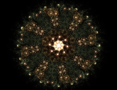 Temel parçacıklar serisi. Nükleer fizik ve grafik tasarımı konularında soyut fraktal formların etkileşimi.