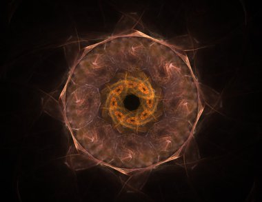 Temel parçacıklar serisi. Nükleer fizik ve grafik tasarımı konularında soyut fraktal formların etkileşimi.