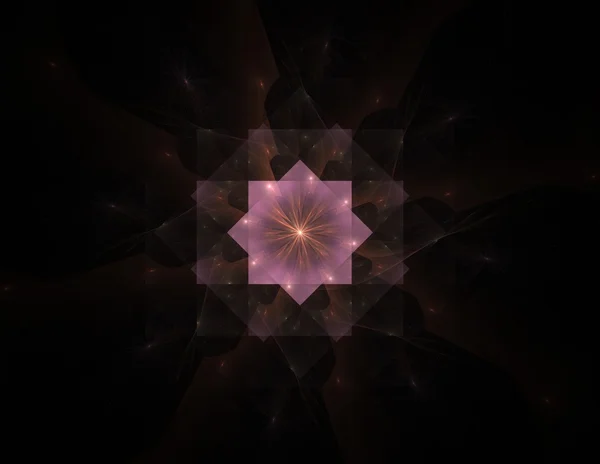 Vitray çiçek veya kelebek, dijital fractal sanat tasarım — Stok fotoğraf