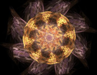 Soyut fraktal desen ve şekiller. Dijital sanat yaratıcı grafik tasarım için. Arka planda simetrik fraktal simgesi.