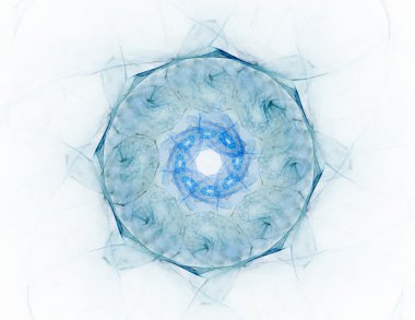 Temel parçacıklar serisi. Nükleer fizik ve grafik tasarımı konularında soyut fraktal formların etkileşimi.