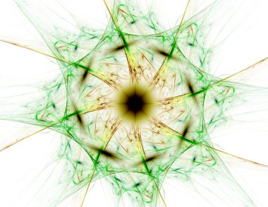 Temel parçacıklar serisi. Nükleer fizik ve grafik tasarımı konularında soyut fraktal formların etkileşimi.