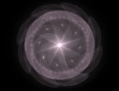 Soyut fraktal desen ve şekiller. Dijital sanat yaratıcı grafik tasarım için. Simetrik fraktal simge siyah arka plan üzerine