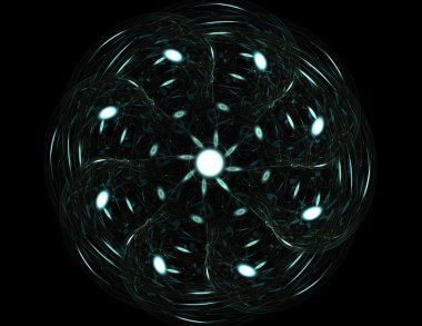 Soyut fraktal desen ve şekiller. Dijital sanat yaratıcı grafik tasarım için. Arka planda simetrik fraktal simgesi.