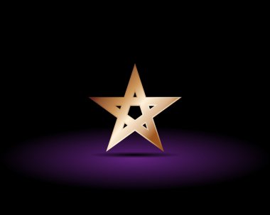 siyah bir zemin üzerine altın pentagram
