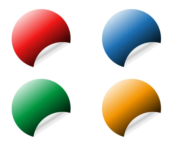 Круглые наклейки с загнутой кромкой в различных цветовых вариантах изолированы на белом фоне — стоковый вектор