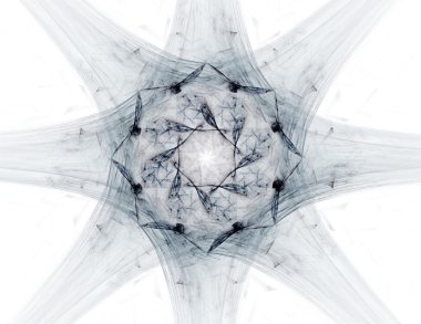 Temel parçacıklar serisi. Nükleer fizik ve grafik tasarımı konularında soyut fraktal formların etkileşimi.