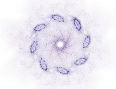 Temel parçacıklar serisi. Nükleer fizik ve grafik tasarımı konularında soyut fraktal formların etkileşimi.