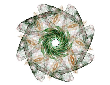 Temel parçacıklar serisi. Nükleer fizik ve grafik tasarımı konularında soyut fraktal formların etkileşimi.