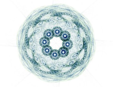 Temel parçacıklar serisi. Nükleer fizik ve grafik tasarımı konularında soyut fraktal formların etkileşimi.