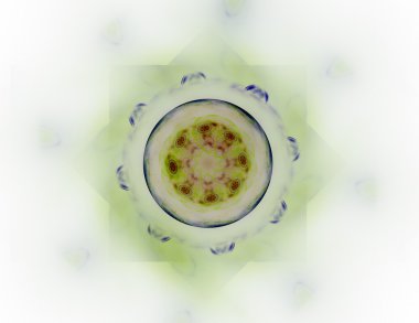 Temel parçacıklar serisi. Nükleer fizik ve grafik tasarımı konularında soyut fraktal formların etkileşimi.