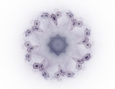 Temel parçacıklar serisi. Nükleer fizik ve grafik tasarımı konularında soyut fraktal formların etkileşimi.