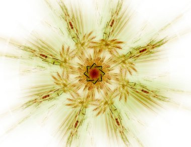 Temel parçacıklar serisi. Nükleer fizik ve grafik tasarımı konularında soyut fraktal formların etkileşimi.