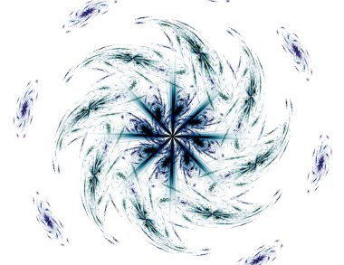 Temel parçacıklar serisi. Nükleer fizik ve grafik tasarımı konularında soyut fraktal formların etkileşimi.