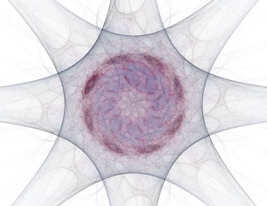 Temel parçacıklar serisi. Nükleer fizik ve grafik tasarımı konularında soyut fraktal formların etkileşimi.