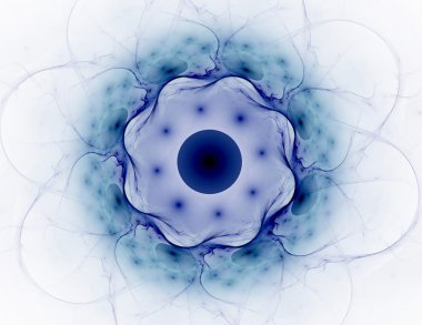 Temel parçacıklar serisi. Nükleer fizik ve grafik tasarımı konularında soyut fraktal formların etkileşimi.