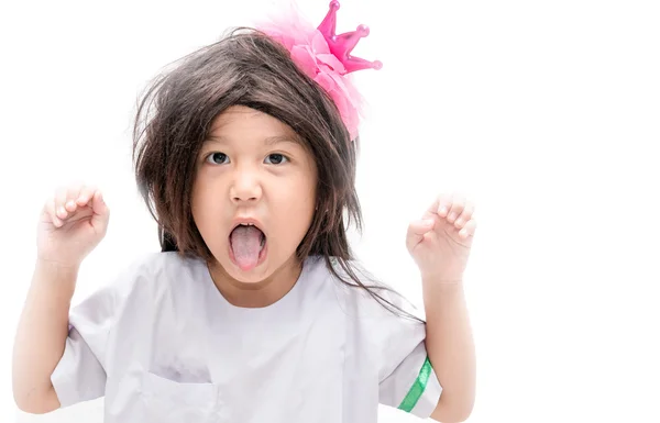 Feliz niña en fiesta de Halloween aislado — Foto de Stock