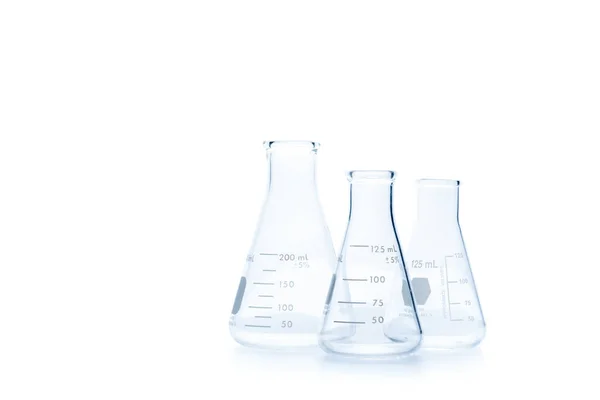 Realistic Glass Laboratory Equipment Set Flasks Measuring Beaker Science Experiment — Stock Photo, Image