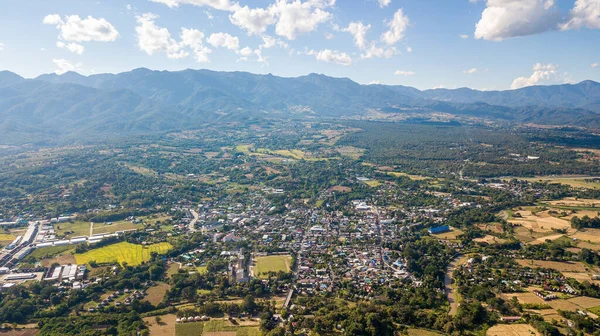 Top View Point of Pai district Mae Hong Son Thailand. Pai is a small town in northern Thailand's Mae Hong Son Province, near the Myanmar border