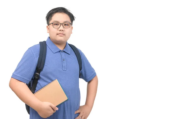 Obses Jongen Student Het Dragen Van Een Blauwe Polo Shirt — Stockfoto