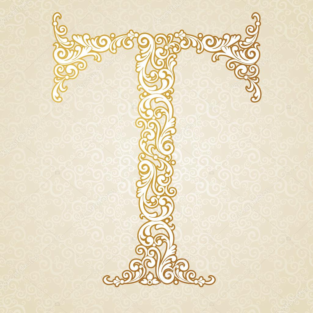 Gold Font Type Letter T Uppercase Stock Vector C Annapoguliaeva