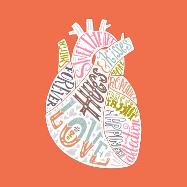 Lettering in heart poster clipart