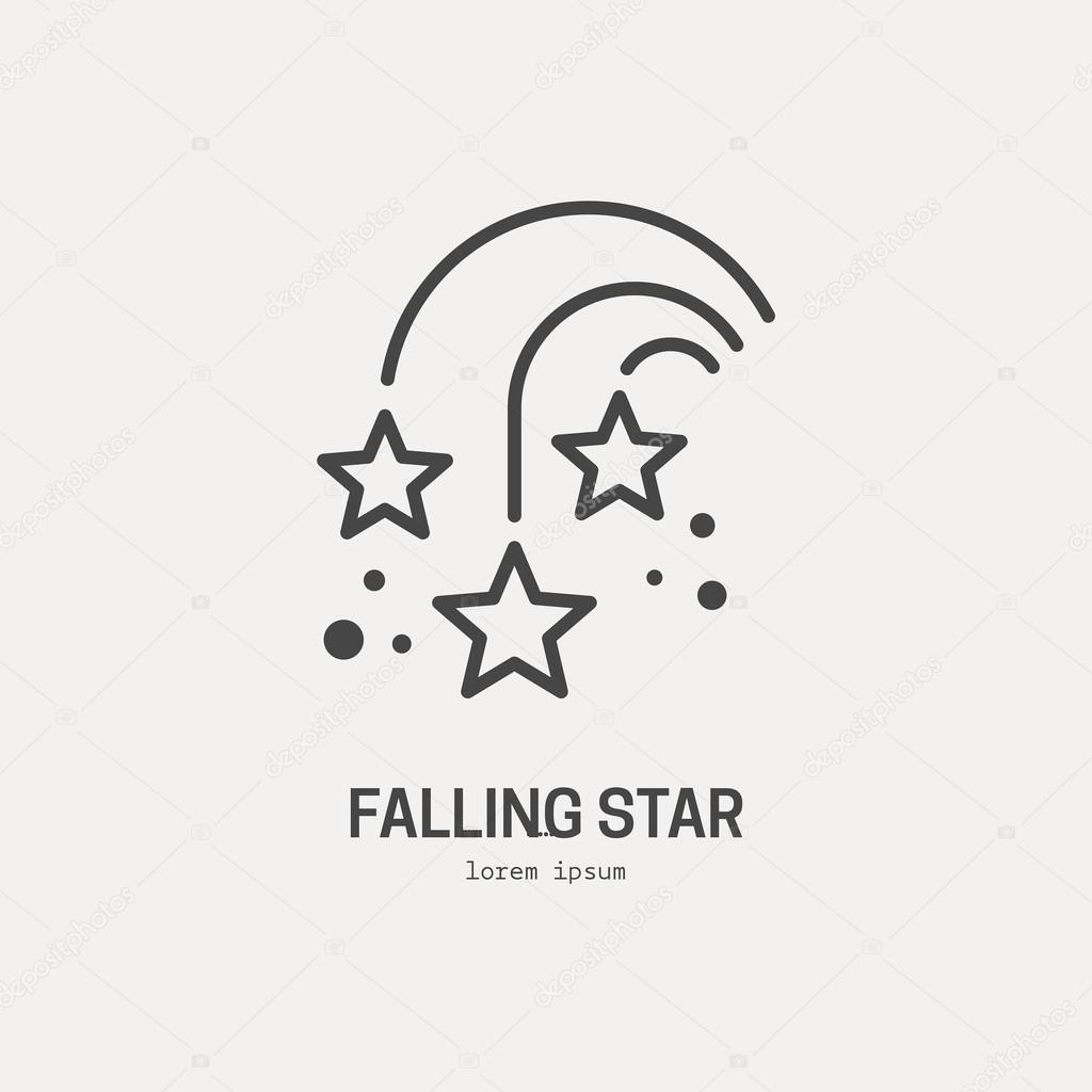 Stars in sky - logo made in trendy line stile vector. Space series. Space exploration and adventure symbol. Celebration concept.