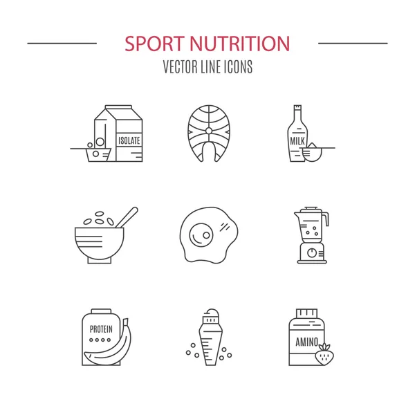 Iconos de nutrición deportiva — Vector de stock