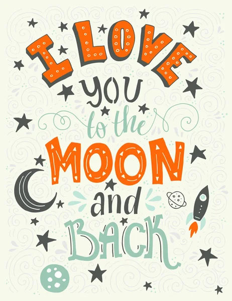 Je t'aime sur la lune — Image vectorielle
