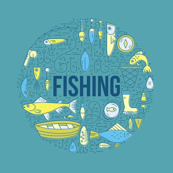 Fishing Design Template — Stok Vektör