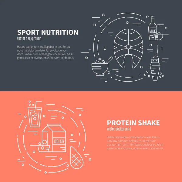 Banners met sportvoeding — Stockvector