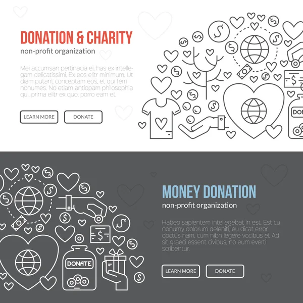 Yardım ve bağış simgeleri ile şablonu