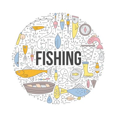 Fishing clipart elements