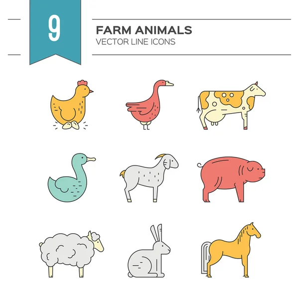 Conjunto de animales de granja — Archivo Imágenes Vectoriales