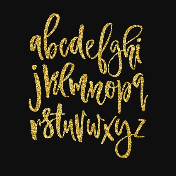 Alfabeto glitter dourado — Vetor de Stock