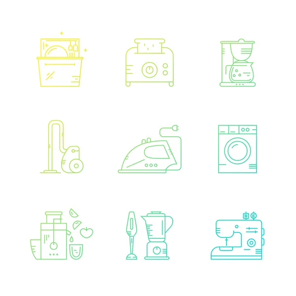 Icon collection with household and utensils — ストックベクタ