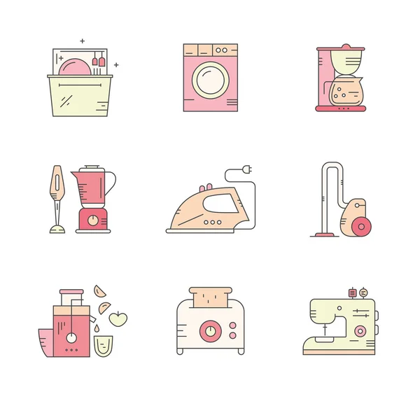Line icons with kitchen utensils — Stock Vector