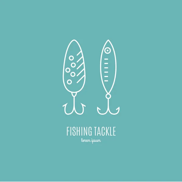 Fishing Gears in line style — Stockvector