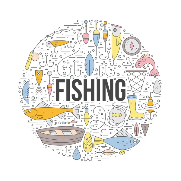 Elementos do clipart da pesca — Vetor de Stock