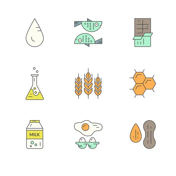 Food Allergens icons — Stock Vector