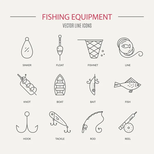 Ikony urządzeń rybackich — Wektor stockowy