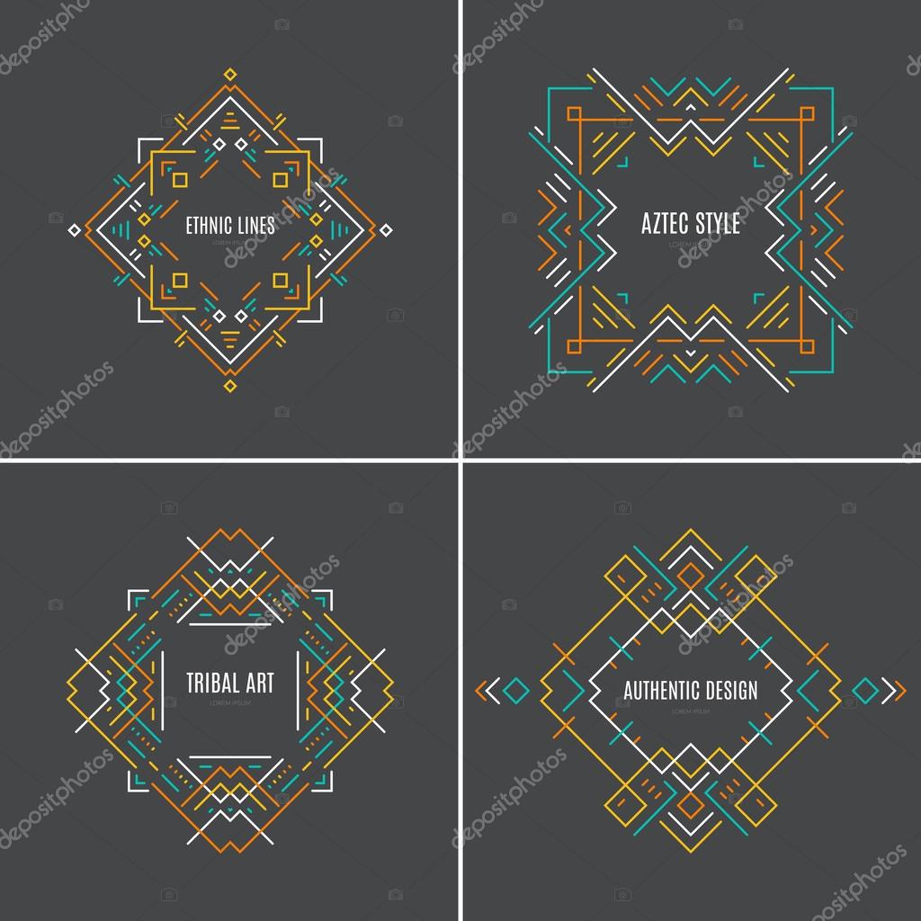 Perfect vector set of modern linear style tribal logos templates. Clean and modern emblems.