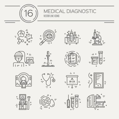 line icons with medical symbols