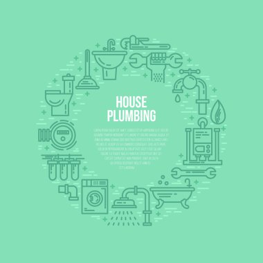 Plumbing Illustration with plumbing symbols