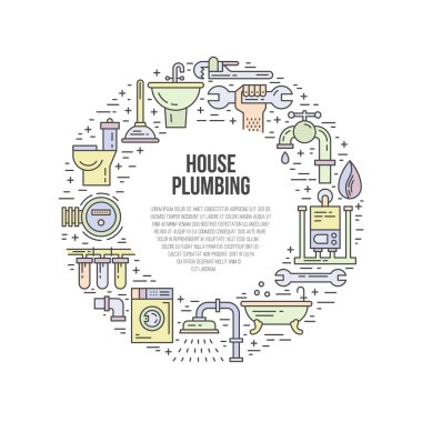 Plumbing Illustration with plumbing symbols