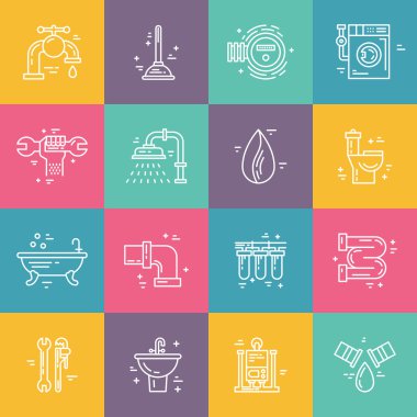 Sıhhi tesisat Icons set