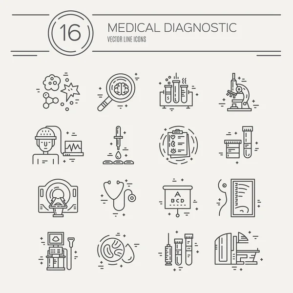 Línea de iconos con símbolos médicos — Archivo Imágenes Vectoriales