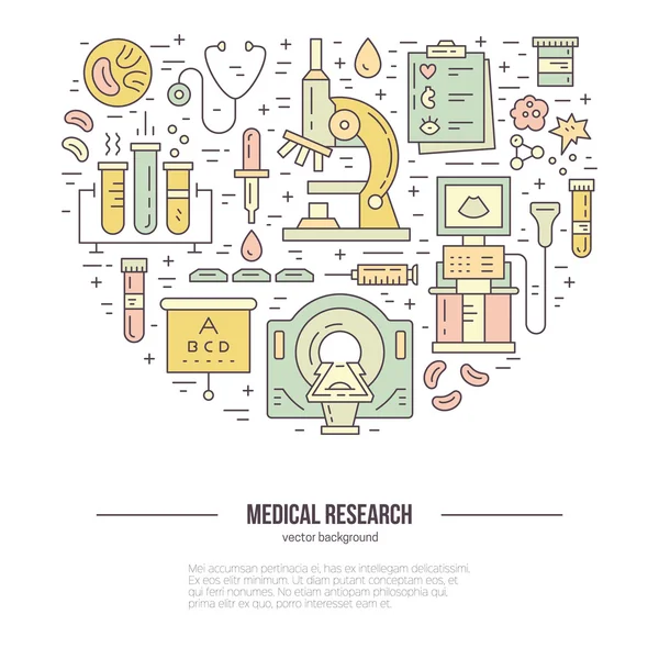 Illustration mit medizinischen Forschungsgegenständen — Stockvektor